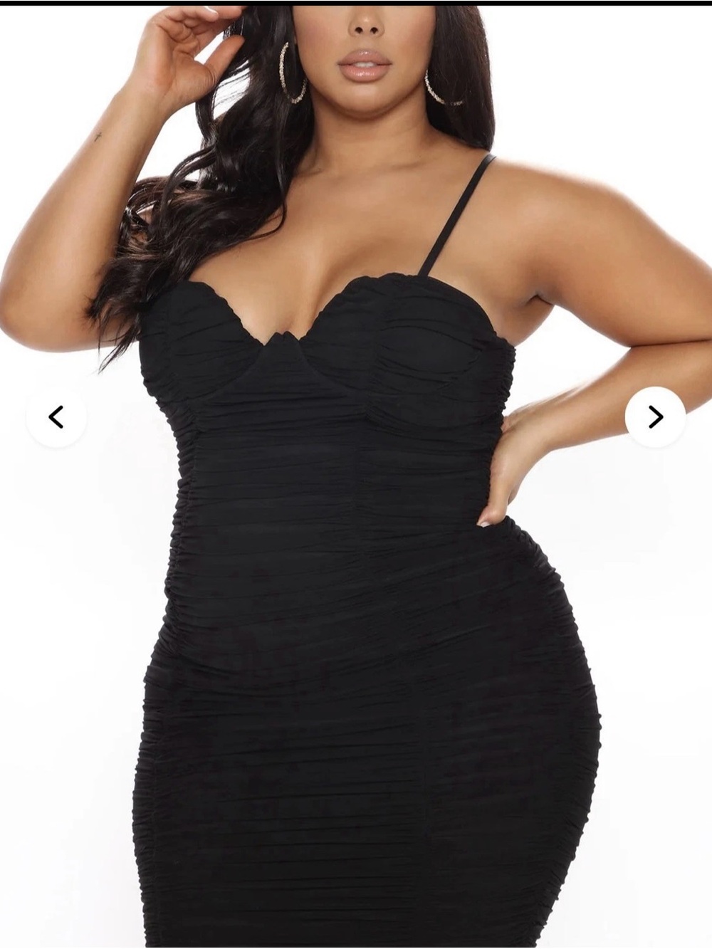 NWT Fashionnova Plus Size Black Ruched Bodycon Dress with Sweetheart Neckline 2X